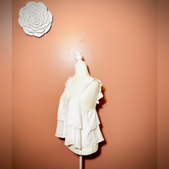 American Eagle Ruffle White Top NWOT - Picture 1 of 5